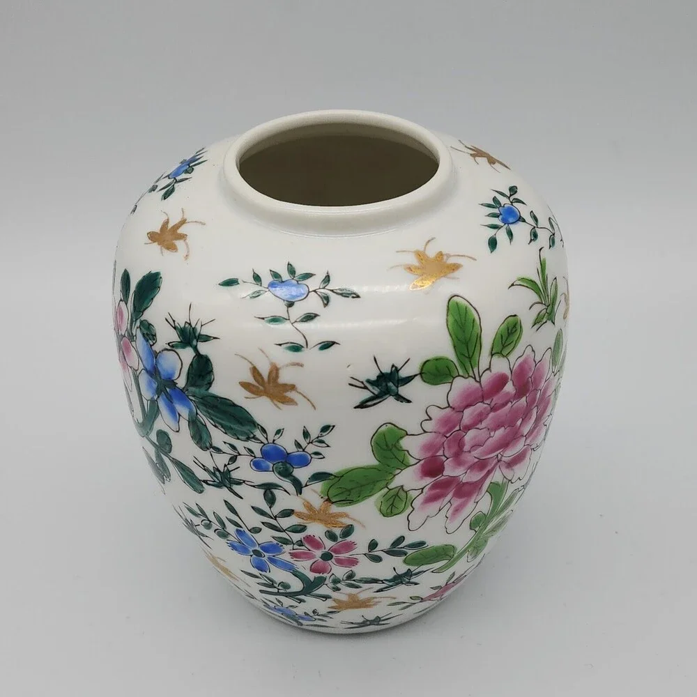 VTG Andrea by Sadek Made in Japan Vase Jardiniere Flower Gold Accents 5.5